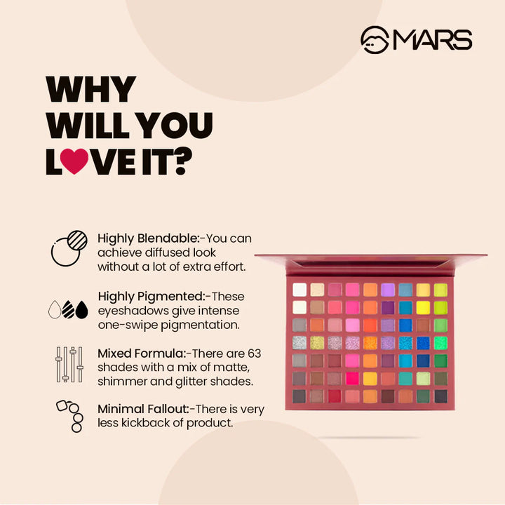 Mars Eyes Can Kill | 63 Bright Colour Eyeshadow Palette - Shringar Bazaar