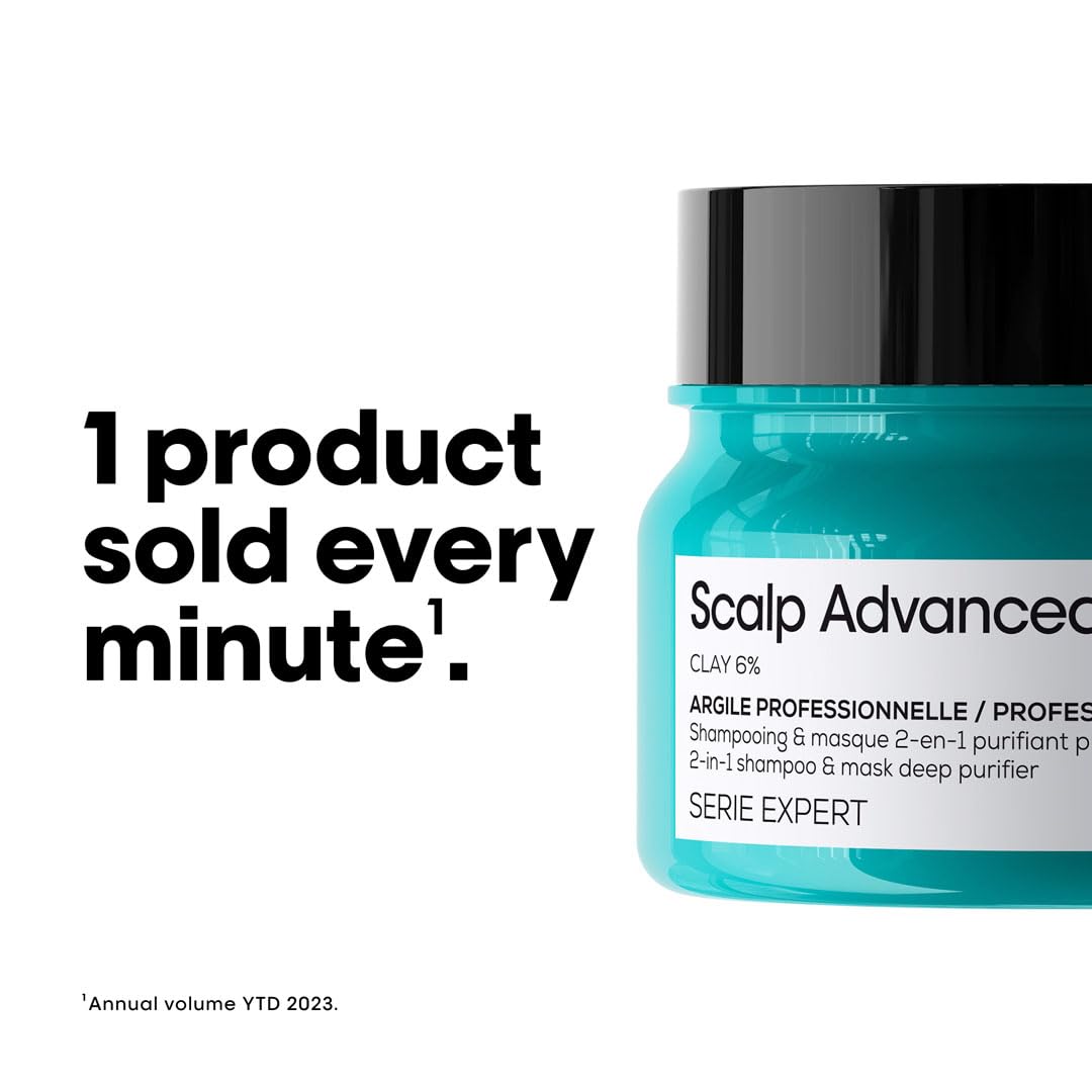 L’Oréal Professionnel Scalp Advanced Anti-Oiliness 2-In-1 Deep Purifier Clay 250gms| For Very Oily Scalps | Purifies the Scalp Deeply with 3% AHA & 6% Clay | For Men & Women - Shringar Bazaar