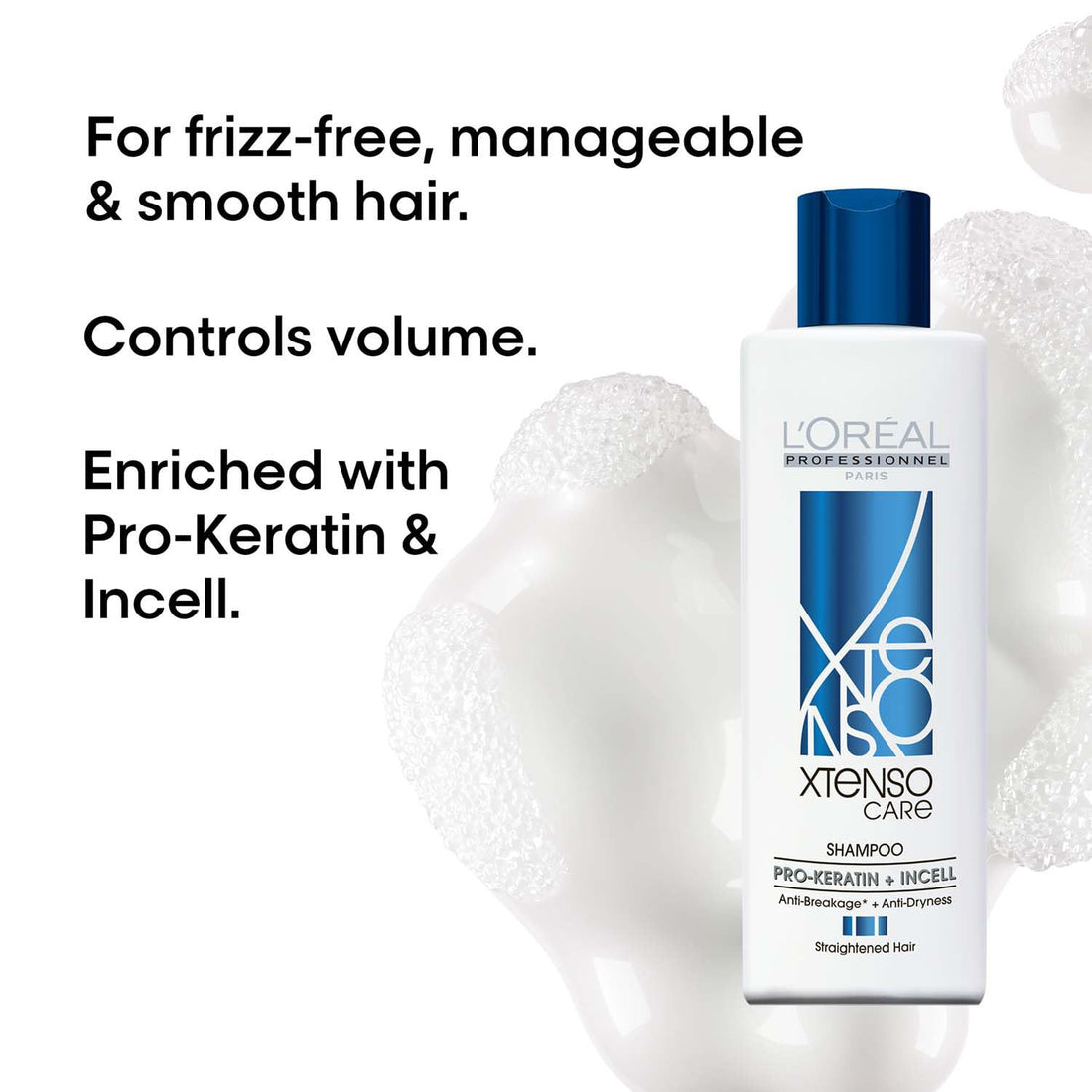 L'Oréal Professionnel Xtenso Care Shampoo for Frizz-Free, Smooth & Manageable Hair 250ml | Enriched with Pro Keratin & Incell | For Men & Women | Unruly, Unmanageable Hair - Shringar Bazaar