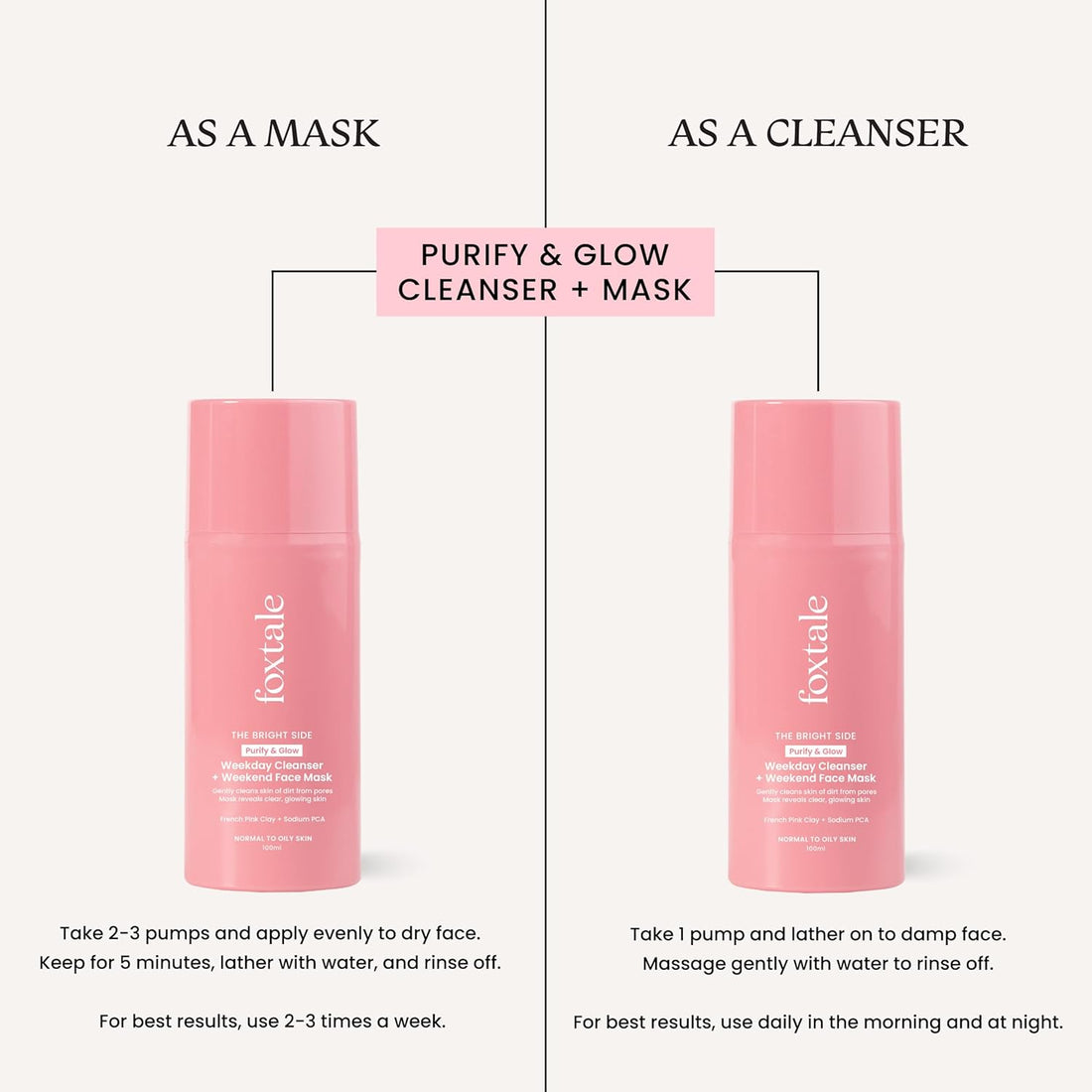 Foxtale Purify & Glow Cleanser + Clay Mask