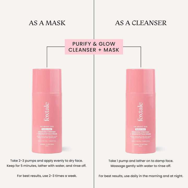 Foxtale Purify & Glow Cleanser + Clay Mask