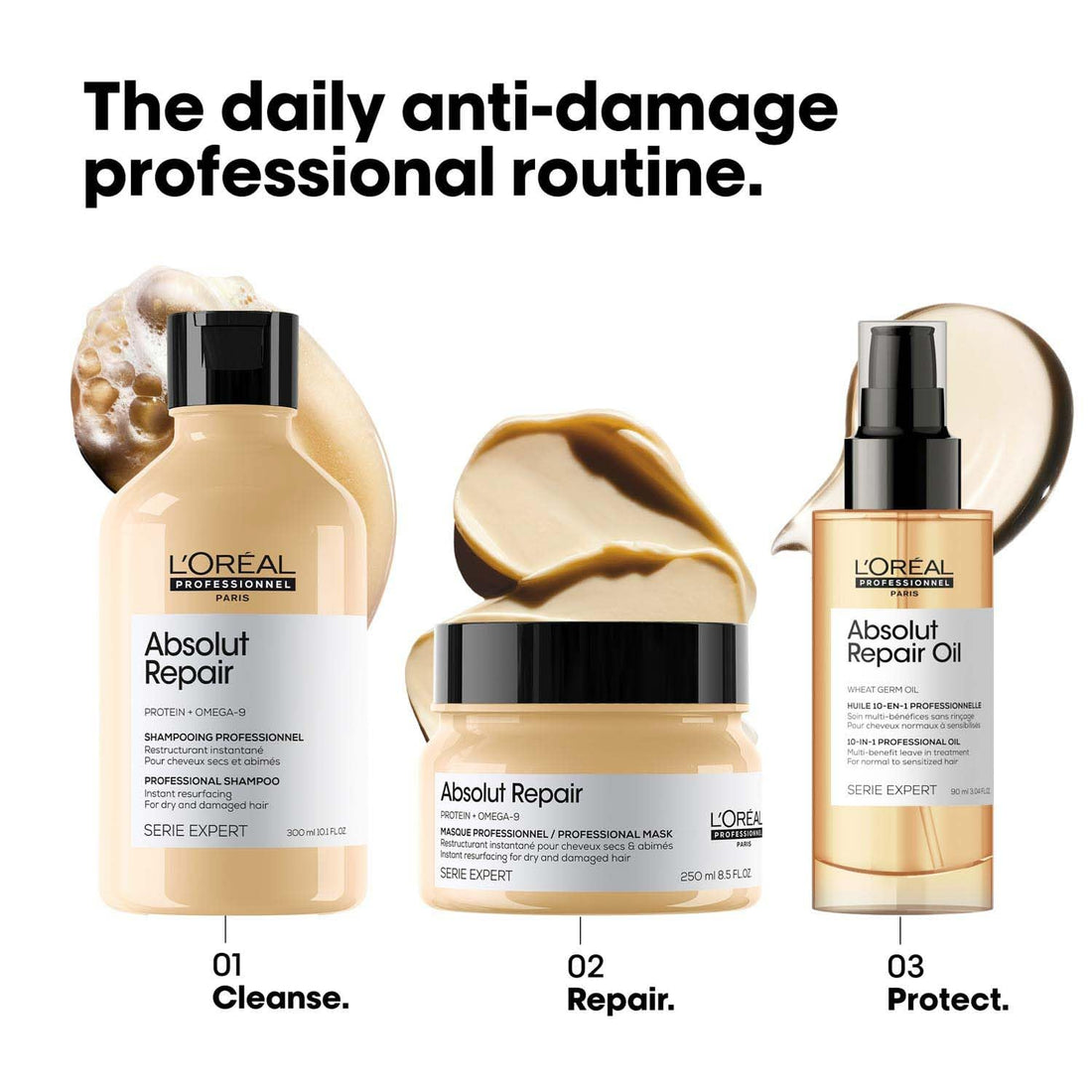 L'Oréal Professionnel Absolut Repair Shampoo for Dry & Damaged Hair - 300ml | Professional shampoo for Strengthening and Repairing Hair, With Protein & Omega-9, For Men & Women - Shringar Bazaar