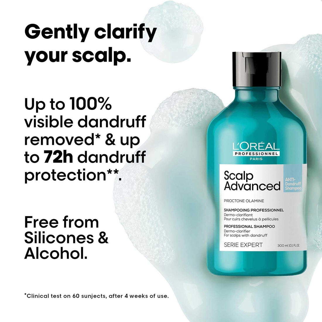 L’Oréal Professionnel Scalp Advanced Anti-Dandruff Dermo-Clarifier Shampoo 300ml | Removes Dandruff & Gently Clarifies the Scalp with Piroctone Olamine | For Men & Women - Shringar Bazaar
