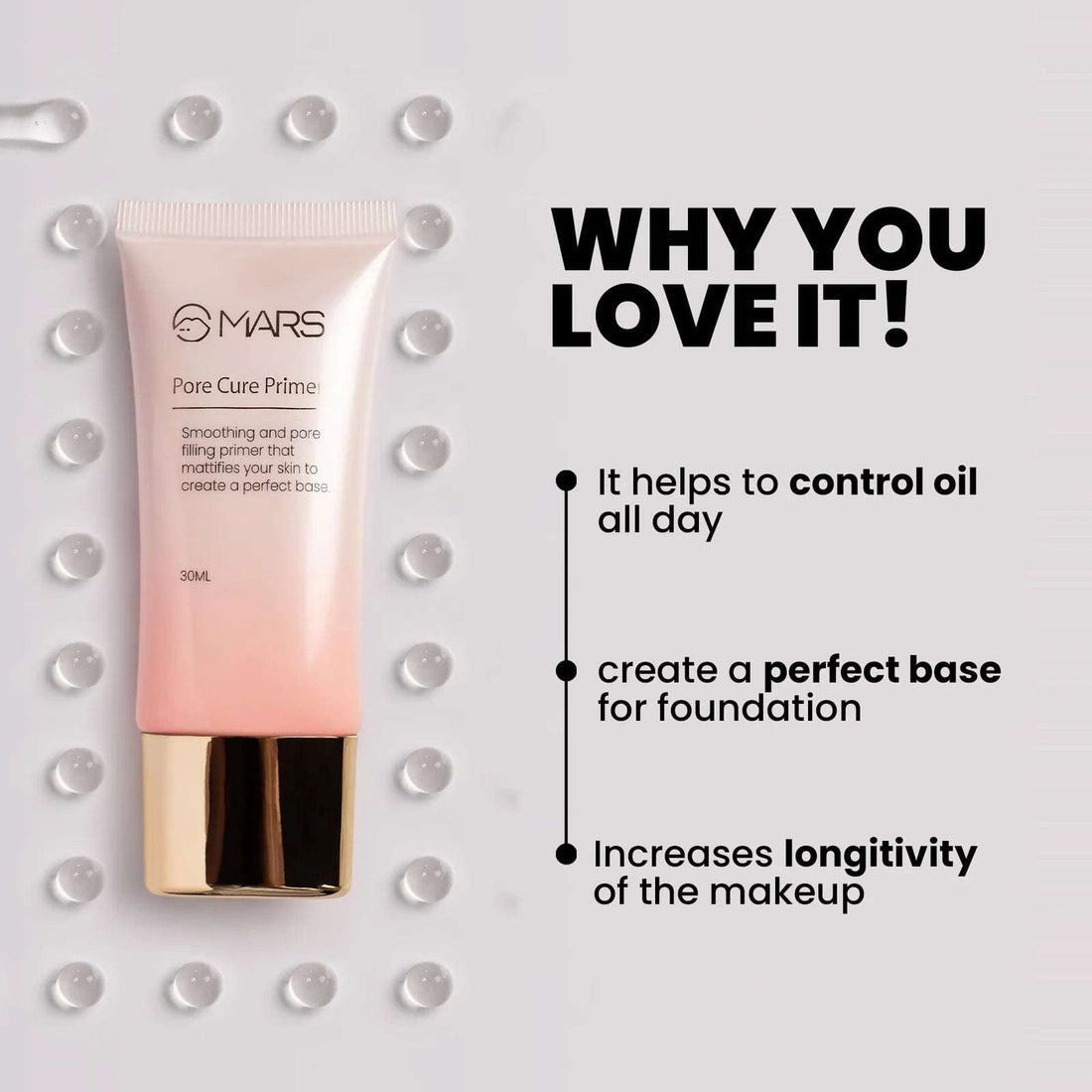 MARS Pore Cure Long Lasting Makeup Primer, Transparent
