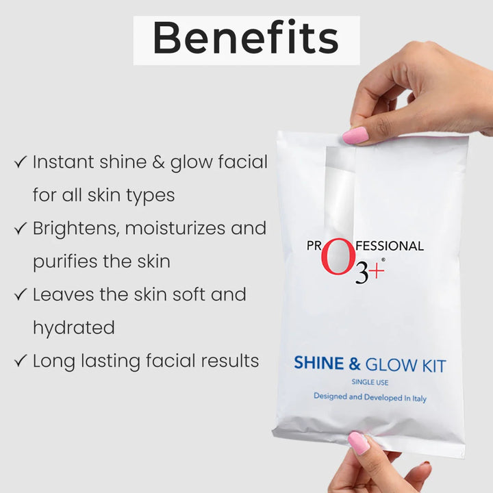 O3+ Shine & Glow Facial Kit for Instant Glowing Skin | Unisex Facial Kit for All Skin Types